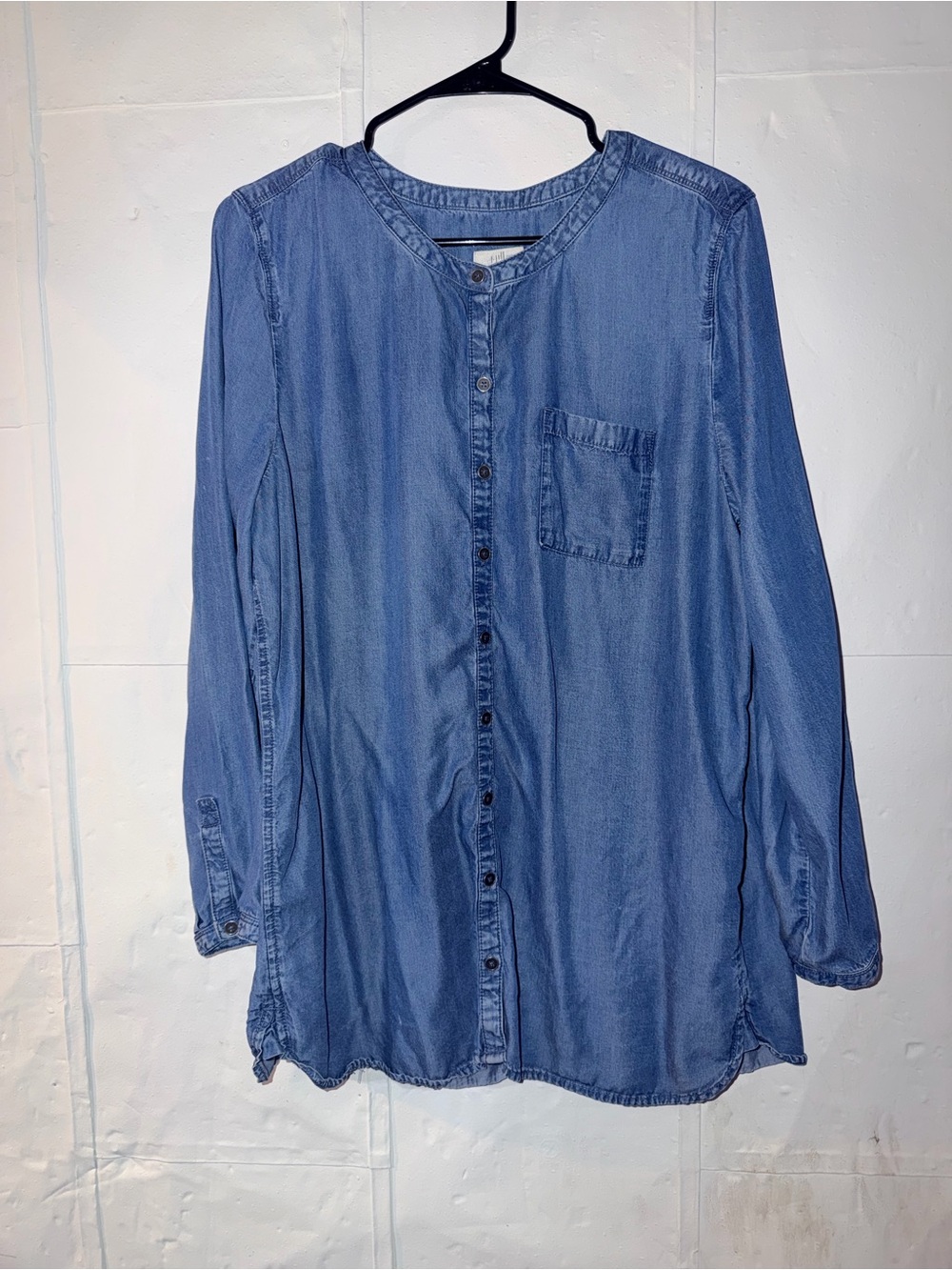 J. Jill Soft Lyocell Tencel Denim Shirt Long Sleeve Blouse size Large
